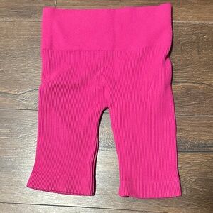 Hot Pink Ribbed Bike Shorts